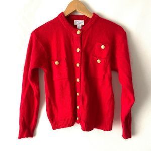vintage Betty Blue red Crop cardigan Sweater silk/ramie/angora size M